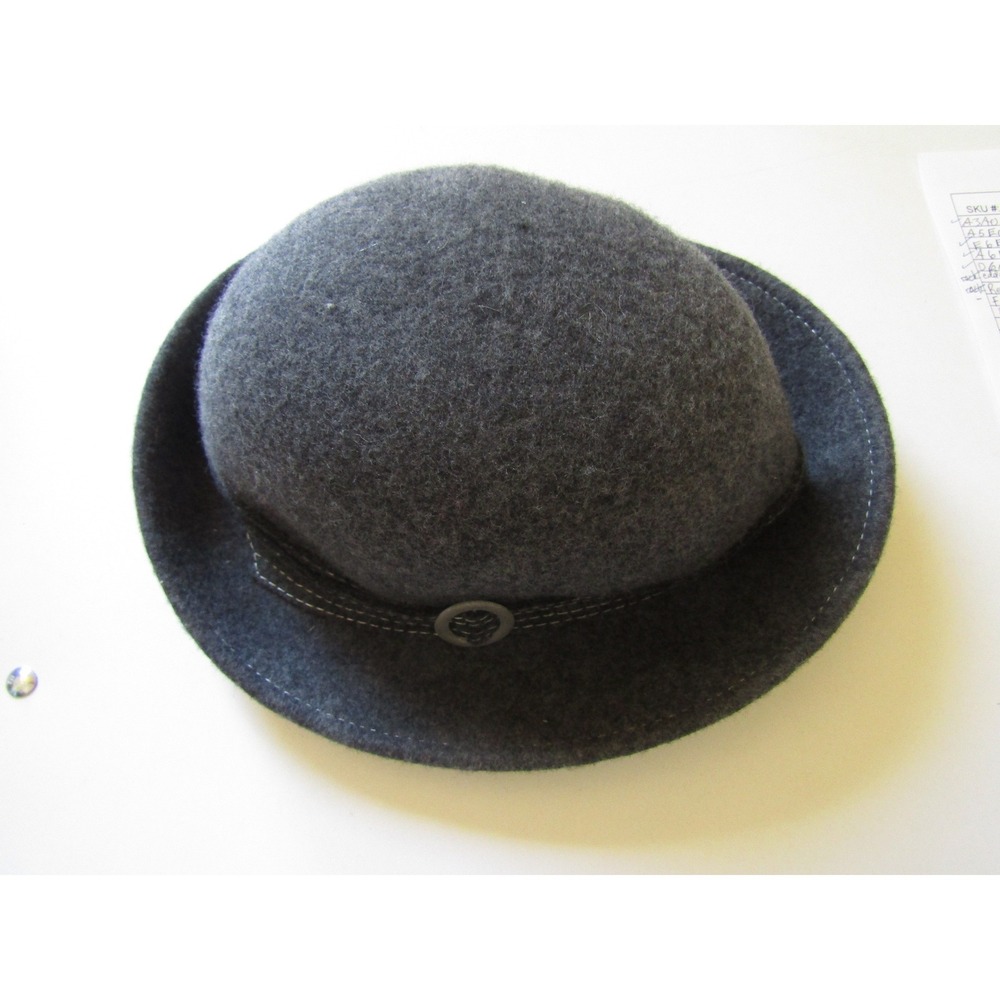 Unbranded Wool Cloche Hat Women One Size Charcoal Grey Good Buckle Accent